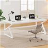 IBF Scrivanie lunghe bianche per ufficio domestico, grande scrivania in metallo e legno per computer con 2 monitor, 178 cm scrivania per 2 persone per lavoro d'ufficio, scrittura, studio, gaming