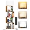 OUTONLIFE Libreria a Forma di S con 5 Ripiani e Lampada da Terra Dimmerabile, 3 Temperature di Colore, Timer da 1 Ora e Telecomando, Design Moderno per Soggiorno, Camera da Letto e Ufficio