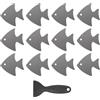PATIKIL 12 PCS Adesivi Antiscivolo per Vasca da Bagno, Adesivi Antiscivolo per Doccia con Raschietto Decalcomanie per Pavimento Doccia Forma di Pesce Carini per Vasche, Grigio