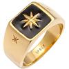 Kuzzoi Anello da uomo con sigillo in argento Sterling 925, larghezza 11 mm, finitura dorata con smalto nero e stella, anello in oro da uomo, colore: gold, cod. 0606182620_54