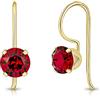 DTPsilver Orecchini Pendenti Donna Argento 925 Placcati Oro 24K con Brillantini Rubino di Cristallo - Orecchini Rossi Eleganti - Pendenti Oro Classici Ipoallergenici per Pelli Sensibili