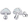 JFASHOP Orecchini a fungo Ragazze Orecchini in argento sterling 925 con opale Orecchini a fungo piccoli Orecchini a fungo con opale Gioielli per donna Donna Figlia Moglie Bambini