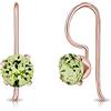 DTPsilver Orecchini Verde Peridoto - Orecchini Verdi Argento 925 Placcati Oro Rosa con Brillantino di Cristallo Verde 6 mm - Orecchini Pietra Verde - Orecchini Pendenti Donna Oro Rosa - Orecchini a Monachella