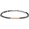 Breil, Collezione B Rocks, Bracciale Uomo con Dischi in Ematite e Dischi in Acciaio, Chiusura a Moschettone, Lunghezza Regolabile 17-22 cm, Idea Regalo Uomo