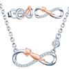 MICSAVI Collana Orecchini da donna ragazza, parure di gioielli in argento 925, ciondolo orecchini infinito zircone, collana orecchini simbolo di infinito con gatto gattino, argento con oro rosa