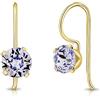 DTPsilver Orecchini Monachella Argento 925 Placcati Oro Giallo con Cristallo Austriaco 6 mm - Orecchini Punti Luce Lavanda - Orecchini Pendenti Donna - Punto Luce Orecchini Dorati
