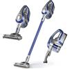 CLEANmaxx aspirapolvere ciclonico cordless senza sacco con batteria ricaricabile | aspirapolvere manuale 2 in 1, bocchetta elettrica rotante | risparmio energetico, 150 watt [blu/grigio].