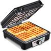 Yabano Piastra per waffle per 4 waffle belghe, 1200 W, con anti-troppopieno, regolatore abbronzatura, piastre antiaderenti e spie di controllo