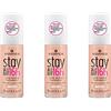 Essence Cosmetics Essence stay ALL DAY 16h fondotinta a lunga durata, Make Up, resistente all'acqua, Nr. 20 Soft Nude, nude, a lunga tenuta, opacizzante, opaco, vegan, senza olio, resistente all'acqua, confezione da 3