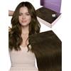 Fshine Geniale Tessitura Ultra Sottile Capelli Tessitura Extension Bundle Aggiornato Remy Capelli Marrone Medio 60g 60cm Umani Naturali Leggeri Estensioni per Capelli Geniale Matassa Lisci Extension