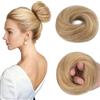 MY-LADY Chignon Finto per Capelli Veri- Cerchio Elastico Dritto Marrone Dorato&Biondo - Facile Updo Naturale per Donne Ragazze 30g Liscio