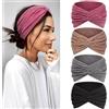 Kavya Fascia Capelli Donna Cerchietto Capelli Donna 4 Pezzi - 7'' Extra Large Elastico Boho, Turbante Fasce per Capelli Bandana Headband per Yoga, Skincare e Lavoro Quotidiano