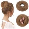 MY-LADY Chignon Finto per Capelli Veri- Cerchio Elastico Dritto Marrone Chiaro - Facile Updo Naturale per Donne Ragazze 30g Liscio