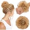 MY-LADY Chignon Finto per Capelli Veri- Cerchio Elastico Dritto Marrone Dorato&Biondo - Facile Updo Naturale per Donne Ragazze 30g Riccio