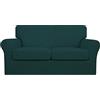 Easy-Going 3 Pieces Stretch Soft Couch Cover for Dogs - Washable Sofa Slipcover for 2 Separate Cushion Couch - Elastic Furniture Protector for Pets, Kids (Loveseat, Deep Teal)