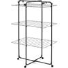 Brabantia HangOn Tower Stendibiancheria verticale 23 m (Matt Black), Stendino verticale alto e salvaspazio con ampia superficie per stendere, Stendipanni con ruote girevoli e due ganci angolari