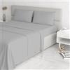 Italian Bed Linen CL-ST-grigio-2P Completo Letto con Lenzuolo Sopra, Sotto e Federe in Tinta Unita Rigato, Raso di Poliestere, Grigio, Matrimoniale, 300x250x1 cm