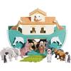 Le Toy Van - TV259 - Gioco educativo grande arca di Noè, per bambini a partire da 3 anni, 20 animali inclusi, con personaggi, Montessori, gioco ecologico, in legno FSC, colori a base d'acqua, Petilou