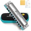 East top Armonica Lightning, Armonica Diatonica Avanzata in Chiave di Sol, Armonica a Bocca a 10 Fori con Copertura Argentata, Armoniche Blues per Adulti, Professionisti e Studenti