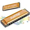 East top Armonica blues diatonica a bocca, in chiave di do, 10 fori, 20 note, per adulti e bambini, per principianti, professionisti e studenti (T10-4-oro)