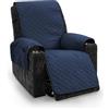 TIANSHU Copripoltrona 1 Posti Impermeabile, Copripoltrona Relax Reclinabile Salvadivano Trapuntato Reversibile Copridivani Elasticizzato Antiscivolo Antigraffio Gatti Cani Universale(Blu Scuro)