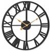 Pytha Sight Orologio da Parete Grande Moderno 40 cm in Metallo Nero | Orologio da Parete Vintage con Grandi Numeri Romani, Silenzioso senza Ticchettio, Design Decorativo, per Soggiorno e Cucina