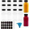 Chetexus - Confezione da 14 bottiglie in plastica vuote da 237 ml con coperchi neri, bottiglie per frullati riutilizzabili trasparenti da 8 once, contenitori per bevande per mini frigorifero, shot di
