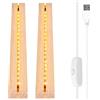Vegena BY-YQ-TongCao - Base luminosa a LED in legno, con interruttore USB, per display da tavolo, in acrilico, lunghezza 30 cm, luce bianca calda, 2 pezzi