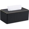 GORESE Porta Fazzoletti,Scatola per Fazzoletti in Pelle Dispenser per Fazzoletti Tissue Box per Ufficio, Casa,Bagno,Auto(Nero)