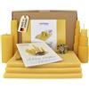Wachsmann 100% pura cera d'api dalla Germania, set di candele fai da te, 15 lastre di cera d'api (15 x 20 cm) con stoppini di canapa per 15 candele di cera d'api, stoppini da 21 cm, candele