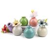 Artmitz Set di 6 vasi in ceramica e fiori artificiali, set di vasi colorati per la decorazione della tavola, per feste di nozze, decorazione della tavola della casa (bocca della bottiglia da 2,5 cm)