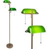 FIRVRE Lampada Da Terra in vetro verde Bankers Piantana retrò in metallo con Braccio regolabile e interruttore a catena Plug-in Per salotto camera da letto e studio
