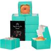 Gcardist Minz Blau Bäckerei Boxen con Finestra 15 Pezzi 10,1 x 10,1 x 6,3 cm Mini Scatola per Macarons e Donuts (10,2 x 10,2 x 6,3 cm)