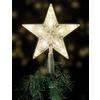 Spetebo Puntale per albero di Natale con 10 LED con spina di corrente - 18 x 22 cm - Punta per albero di Natale illuminata di bianco caldo