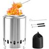 Homvvi Braciere da tavolo senza fumo con supporto, portatile, con borsa per il trasporto, forchetta, gancio, braciere in acciaio inox, 14 x 17,8 cm, piccolo braciere per esterni, giardino, campeggio