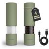 LARS NYSØM Macina Sale e Pepe Elettrica | Set di Macinapepe Automatici in Acciaio Inox con Macinino in Ceramica Regolabile | Set Macinaspezie Ricaricabili USB con Luce LED (Sage Green)