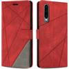SONWO Cover per Huawei P30, Flip Caso in PU Pelle Case Cover Custodia con Slot per Schede e Supporto Stand per Huawei P30, Rosso