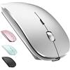 LEAPEST Mouse Wireless Bluetooth per MacBook Pro/Air, iPad, Laptop, Desktop, PC, Computer, Telefono - Portatile Sottile e Silenzioso Con Adattatore USB-C 2,4 GHz (Argento)