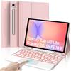 IVEOPPE Cover Tastiera per Samsung Galaxy Tab S10 Lite/S10 FE/S9 FE 10.9/S9 11 | Keyboard Touchpad 7 Colori Illuminato Staccabile, Italiano QWERTY, Custodia Tastiera Bluetooth con Portapenna, Rosa chiaro
