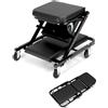 QWORK® Sgabello Officina, Carrello sotto Auto, con Ruote piroettanti a 360°