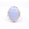 Anello In Agata Blu Naturale Less In Argento Sterling 925 7.30 Gm Taglia 8" US