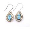 4.20 GM 925 Argento Sterling Sintetico Topazio Blu & C.Z.Bicolore Orecchino S-