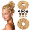 MY-LADY Chignon Finto per Capelli Veri- Cerchio Elastico Dritto Biondo Cenere/Biondo - Facile Updo Naturale per Donne Ragazze 23g Riccio