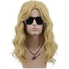 VGbeaty Parrucca bionda lunga riccia da uomo e da donna rigida rocker parrucca per Halloween costume Cosplay anime
