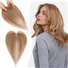 S-noilite Topper Capelli Umani per Donne, 13g Capelli Veri Frangetta Laterale, 27CM Frangia a S Fermaglio per Capello, Capello Umani Toppers con 9x12CM Base in Pizzo per Diradati, Castano Chiaro #6