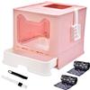 Panghuhu88 Lettiera Pieghevole per Gatti Con Coperchio, Grande WC Con Ingresso Superiore, Vasino Chiuso Tipo Cassetto, Facile da Pulire (Rosa, 50,8 x 40,6 x 38,1 cm)