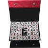 FOLLDALT Set Mahjong FOLLDALT, 144 pezzi 3,0x2,25x1,7 cm Set di piastrelle Mahjong, set Mahjong portatile con 3 dadi, set Mahjong formato completo con numeri inglesi per viaggio, festa, gioco in famiglia 麻将