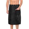 Aomig Kilt da Sauna per Uomo, Asciugamano Sauna Uomo con Chiusura a Bottone e Elastico, Asciugamano Palestra per Sauna, Asciugamano con Chiusura a Strappo per Sport Nuoto Bagno Viaggi(Nero)