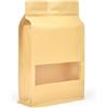 EVG Evergreen Goods 50 sacchetto carta kraft con Finestra a Fondo Piatto (180x280 mm) - riutilizzabili sacchetti carta per alimenti con Chiusura Zip - Sacchetti Kraft per Chicchi di Caffè, Semi e Altro