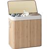 Comart - Portabiancheria Bamboo - 150 L Natural - Cesto Bucato Salvaspazio